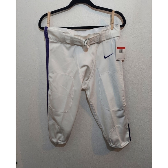 NIKE Men's Football Pants White Purple Stripe Large NWT